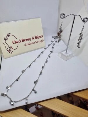 Collana Lunga E Orecchini Acciaio E Ematite - Immagine 1 di 4
