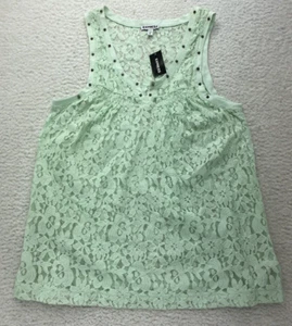 Express Women’s Medium M Teal Laced Tank Top Shirt Blouse Studded - Picture 1 of 11