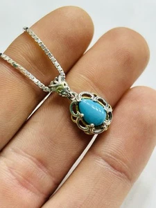 TJC small silver and turquoise pendant with 16 inches chain never worn - Picture 1 of 5