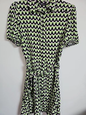 M&S Retro Print Button Up Shirt Dress Size 14 - Image 1 of 4