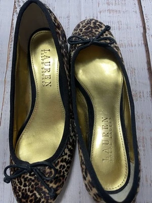 Zapatos de salón Lauren Ralph Lauren "Bayleigh" pelo de becerro leopardo bloque tacón talla 5,5 B Foto 1 de 4