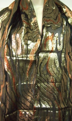 Barbas Baar Metálicas/Rayón Largo Rectángulo 60" x 10" Bufanda Negra, Dorada y Cobre Foto 1 de 4