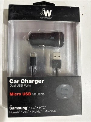 Just Wireless MICRO-USB Vehicle Charger Black 13001 (A01) - Image 1 of 2