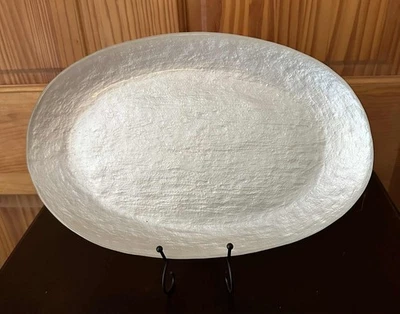 "Plato para servir de vidrio ovalado de 13,5"" cristal Badash de pavo plateado glamour" Foto 1 de 4