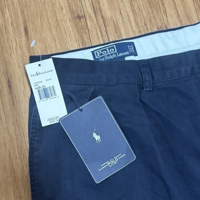 Polo Ralph Lauren Andrew Pants 44Bx30 Big Navy Blue Pleated Dress Pants Cuffed - Image 1 of 4