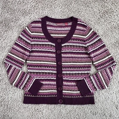 Cárdigan Suéter NORDSTROM DE COLECCIÓN Borgoña Isla Justa Mezcla de Algodón Cuello Redondo Tejido S Foto 1 de 4