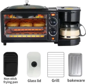 800W Mini Oven Countertop Electric Toaster Oven w/ Adjustable Temp Timer, Black - Picture 1 of 17