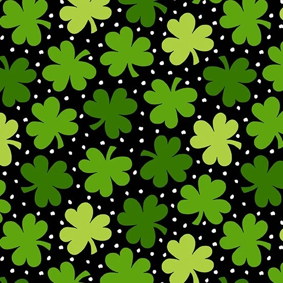 Threes A Charm St Patricks Day Andover 三叶草棉被子织物按码分类 — 第 1/1 张图片