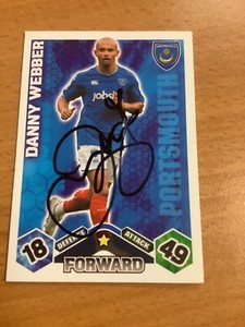 SIGNED DANNY WEBBER PORTSMOUTH MATCH ATTAX 2009/10 ORANGE BACK