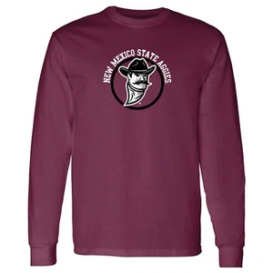 New Mexico State Aggies Distressed Circle Logo Long Sleeve T-Shirt - Maroon - Picture 1 of 6