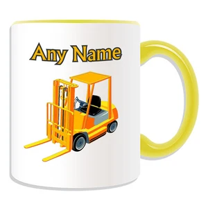 Personalised Gift Forklift Mug Money Box Fork Lift Truck Storage Cup Tea Coffee - Picture 1 of 20