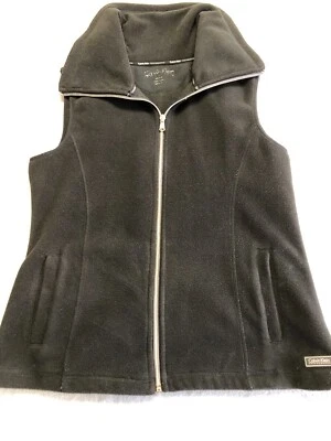 Calvin Klein Vest Womens Medium Modern Black Allover Cozy Fleece Full Zip Layer - Image 1 of 4