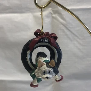 Enesco Christmas Ornament 1989 Hangin In There Alley Cat in Tire Swing - Picture 1 of 5
