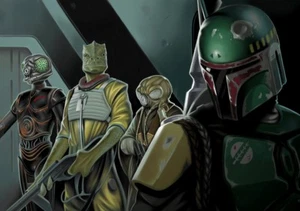 The Bounty Hunters from Empire Strikes Back Star Wars Artwork Giclée on Canvas - Picture 1 of 1