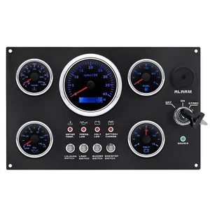5 Gauge Set with Instrument Panel 0-4000 RPM 7Colors LED For Marine Boat Yacht - Picture 1 of 11