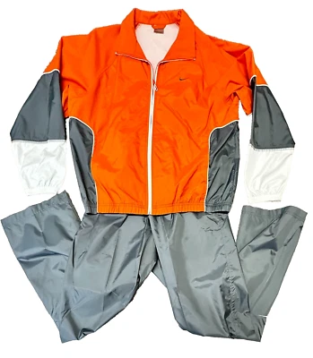 Traje de chándal Nike F0-LIB de la década de 1990 naranja gris carbón blanco bloques de color MUJER MEDIANO Foto 1 de 4
