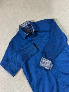 Robert Graham Mens Dress Shirt Blue Floral Design Long Sleeve Button Up Small - Picture 1 of 10