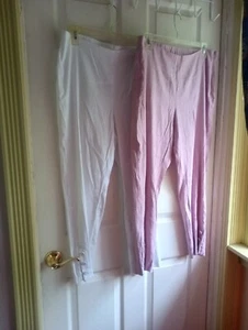 Lot 2 J. JILL Size M Stretch Linen /Viscose ankle PANTS  White 1 Lilac $158 NEW - Picture 1 of 9