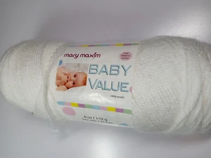 Mary Maxim Baby Value Yarn-White-342 Yards-100% Acrylic - Picture 1 of 2