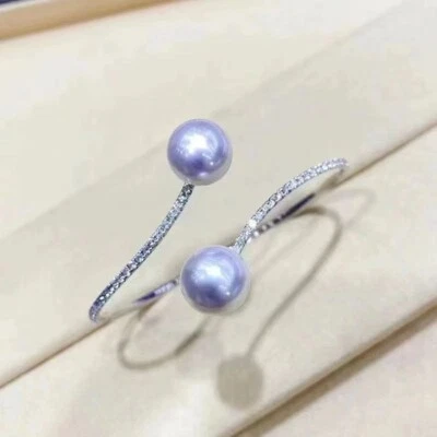 Precioso Brazalete AAAAA Gigante 10-11mm Redondo Mar del Sur Perla Blanca 925S 7.5-8 pulgadas Foto 1 de 3