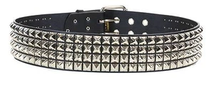 4 Row Pyramid Studded Leather Belt Punk, Gothic Thrashmetal, Sid Vicious GNR USA - Picture 1 of 5