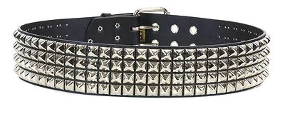 PUNKADDICT 4 Row Pyramid Studded Leather Belt Punk, Gothic Thrashmetal, Sid Vicious GNR USA