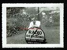 1930's 40's Young Man with Radio Repairing Sign Vintage B&W Photo
