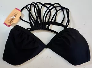 XHILARATION WOMEN'S STRAPPY BACK TRIANGLE BIKINI TOP XL BLACK NEW WITH TAGS! - Picture 1 of 2