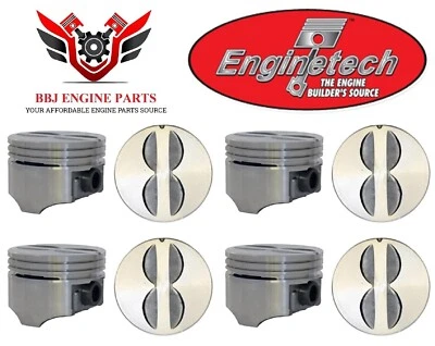 Chevy Chevrolet GMC 305 5.0 SBC V8 1980 - 1989 (8) Enginetech Flat Top Pistons  - Image 1 of 3