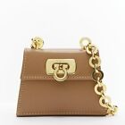SALVATORE FERRAGAMO Vintage Gancini brown gold chain mini waist bag