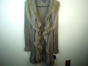 Alfani Warm Taupe New with Tags Sweater with Faux Fur trim size L Womens - Picture 1 of 10