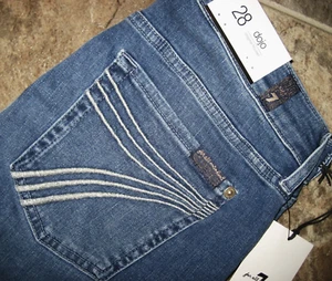 7 For All Mankind Dojo Original Trouser 7R012B44 Silver Embroider 7 Women Sz 28 - Picture 1 of 9