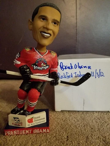 2012 Rockford IceHogs Barack Obama Bobblehead Stadium Giveaway New in Box NIB Cover