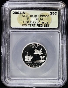 2004-S 25c Proof Florida FL State Quarter ICG PF Deep Cameo PR First Day Issue - Picture 1 of 4