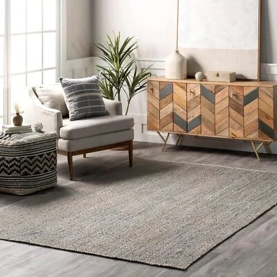 Handmade Braided Natural Pure Jute Area Rugs , Gray Jute Carpet for living room - Image 1 of 4