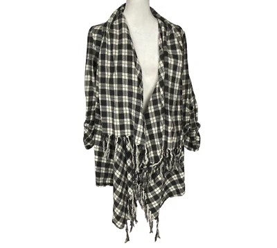 Poncho Suéter BILLABONG Mujer Frente Abierto Talla S Gris Manga Larga A Cuadros 43-1 Foto 1 de 4