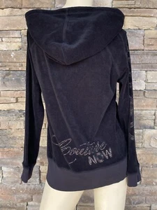 Juicy Couture Now XL Black Terry  Zip Hoodie Track Suit Top Jacket Activewear - Picture 1 of 8