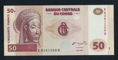 CONGO DEMOCRATIC  REPUBLIC  50 FRANCS 2000  PICK # 91A  UNC. - Image 1 of 2