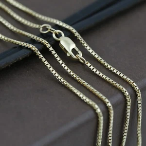Cadena genuina de oro amarillo liso de 9 quilates 42 cm hecha en Italia - Imagen 1 de 7