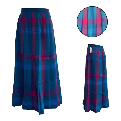 Винтажный 80-х LIZ CLAIBORNE женщин 6 100% шерсти макси юбка в клетку ILGWU новый с Ярлыками - Изображение 1 из 4