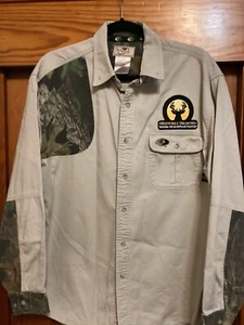 Mossy Oak Whitetails Unlimited Khaki Camo Flannel Size L - Picture 1 of 6