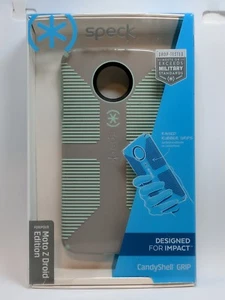 Speck CandyShell Grip Case for Motorola Moto Z Droid Edition - Gray/Aloe Green - Picture 1 of 2
