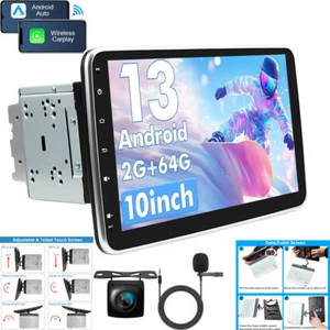 10.1" Rotatable Car Stereo Radio Android 13 GPS Wifi 2 Din Touch Screen CarPlay - Picture 1 of 17
