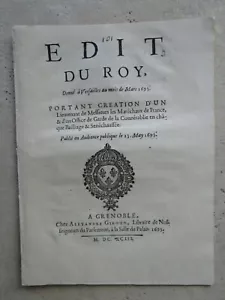 Edit du Roy 1693 : Création d'un lieutenant des Maréchaux de France. - Picture 1 of 3