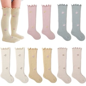 Baby Girls Socks Toddler Ruffled Knee High Socks Uniform Newborn Infants Long... - Picture 1 of 5