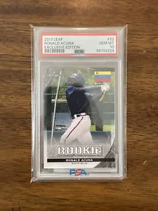 Ronald Acuna Jr GEM MINT RC 2017 LEAF EXCLUSIVE ROOKIE PSA 10 - Picture 1 of 2