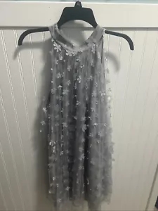 Bungalows Women’s Halter Dress Gray Flowers Petals NWT Size Medium - Picture 1 of 16