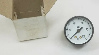 US Gauge 100# 100 PSI 1.5" or 1-1/2" Back-mount Pressure Gauge 1/8" NPT - NEW - Image 1 of 4
