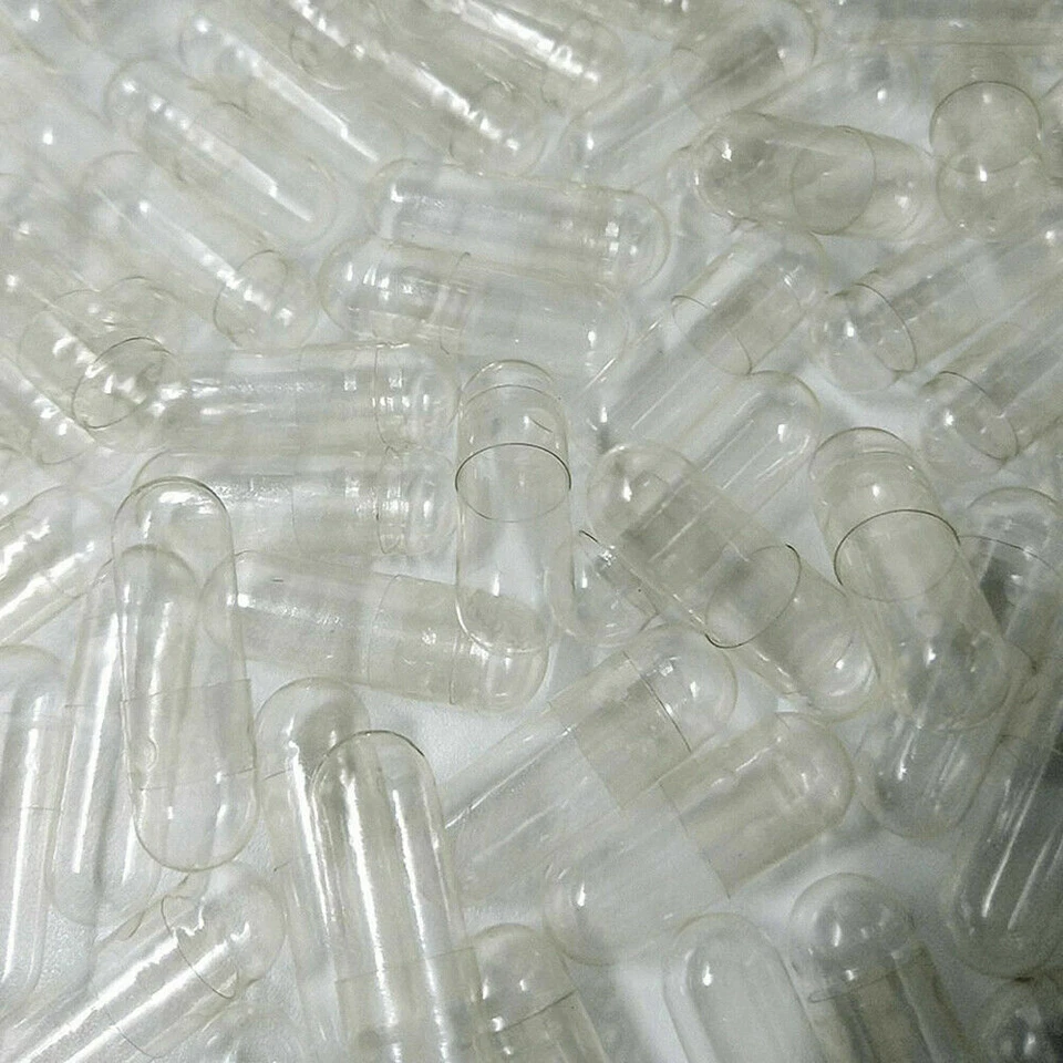 Cápsulas de píldora de gelatina vacías transparentes talla 00 0 1 2 3 4 cápsulas de gel kosher sin gluten Foto 1 de 4
