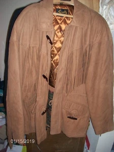 Scully Mens Fringed Suede Leather Full Zip + Button Jacket ~ 40 ~ Quilted Lining - Picture 1 of 6